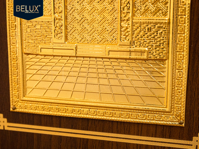 Tranh Khuê Văn Các bằng đồng khổ đứng 22x17cm mạ vàng 24k